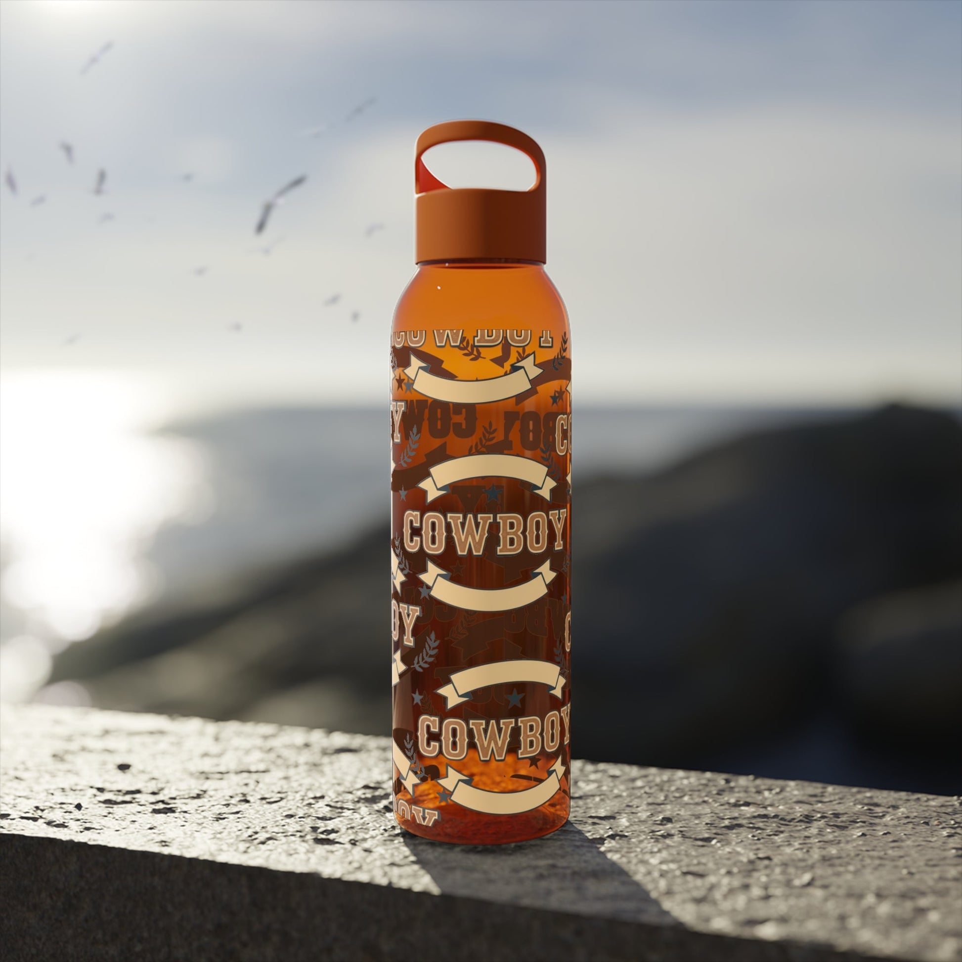 Cowboy Graphic Water Bottle â€” Western Horseshoe & Star Plastic Bottle - SJM Print Store