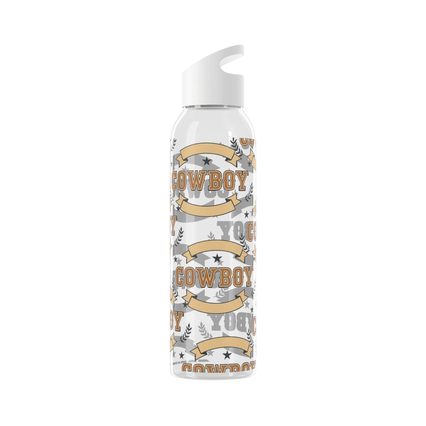 Cowboy Graphic Water Bottle â€” Western Horseshoe & Star Plastic Bottle - SJM Print Store