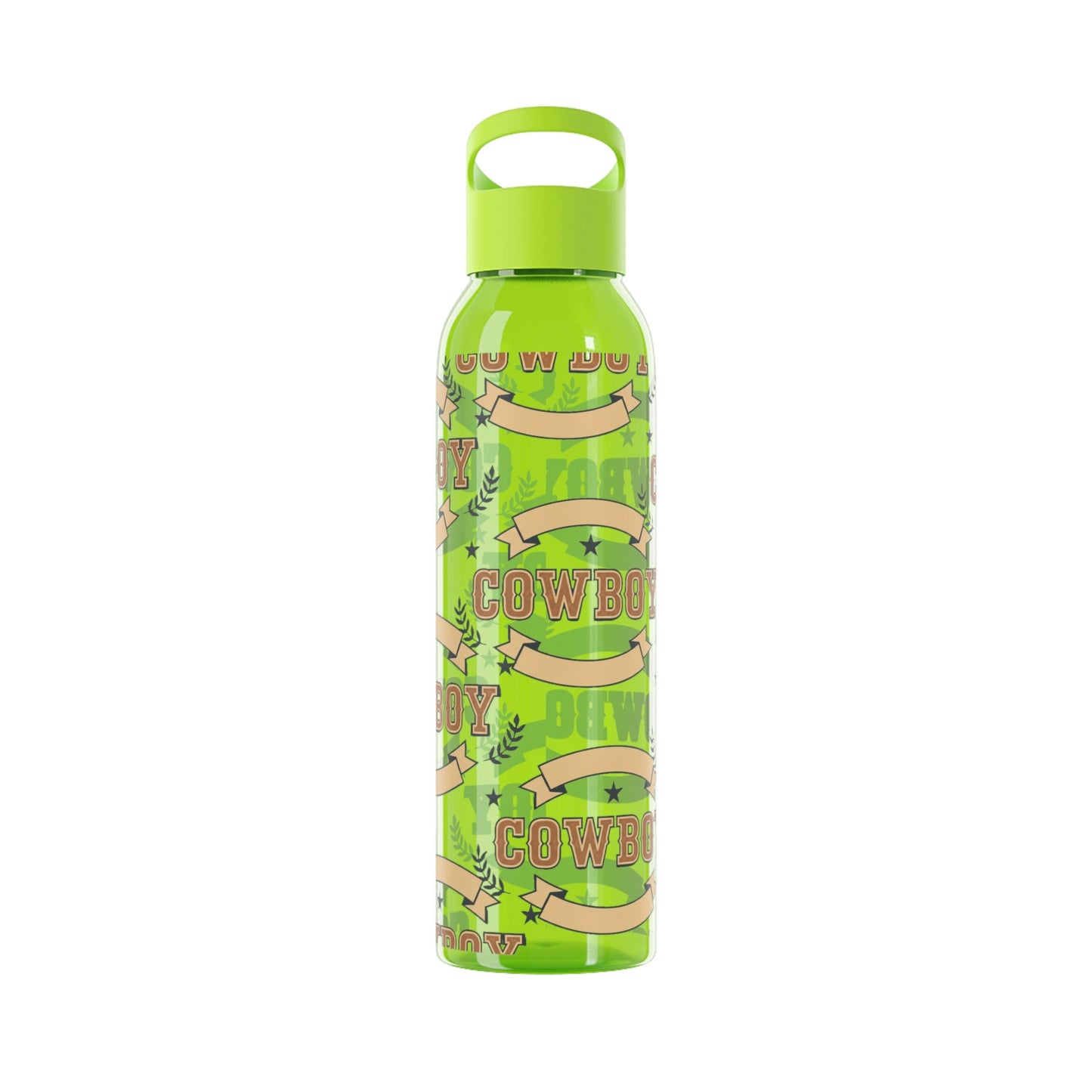 Cowboy Graphic Water Bottle â€” Western Horseshoe & Star Plastic Bottle - SJM Print Store