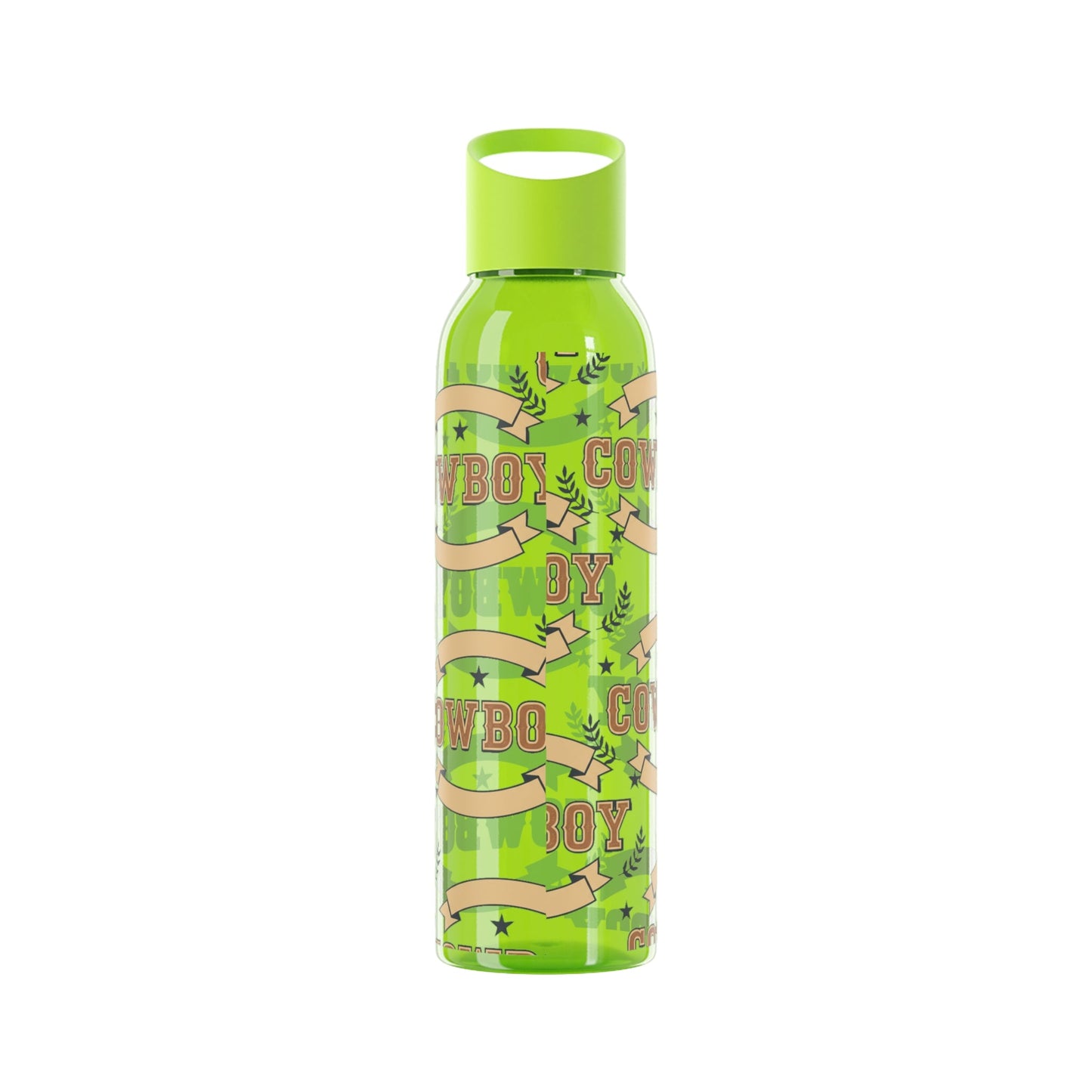 Cowboy Graphic Water Bottle â€” Western Horseshoe & Star Plastic Bottle - SJM Print Store