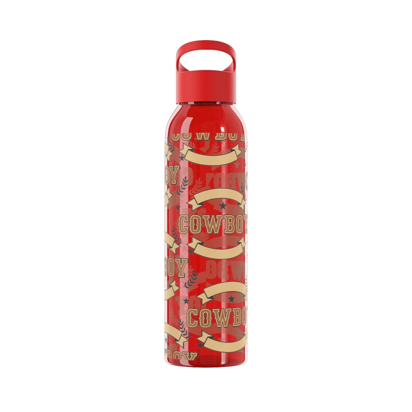 Cowboy Graphic Water Bottle â€” Western Horseshoe & Star Plastic Bottle - SJM Print Store