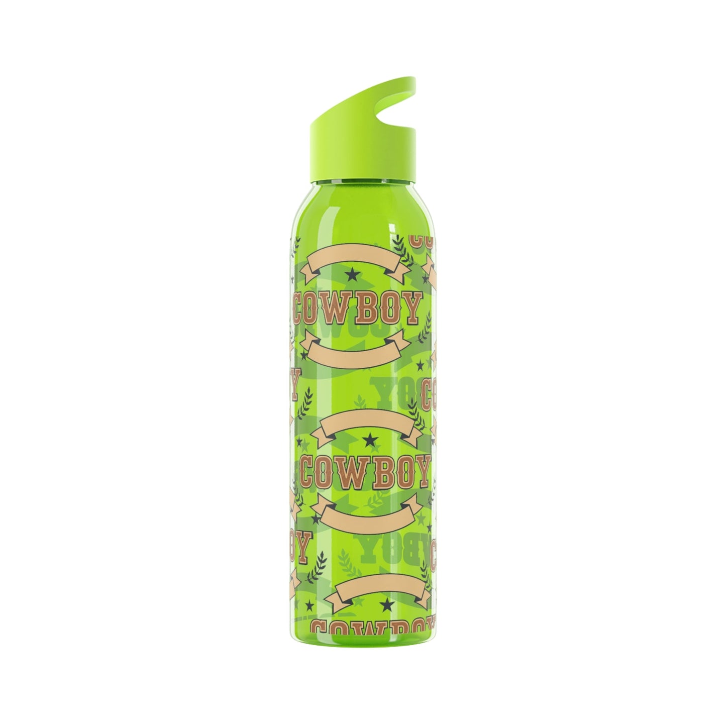 Cowboy Graphic Water Bottle â€” Western Horseshoe & Star Plastic Bottle - SJM Print Store