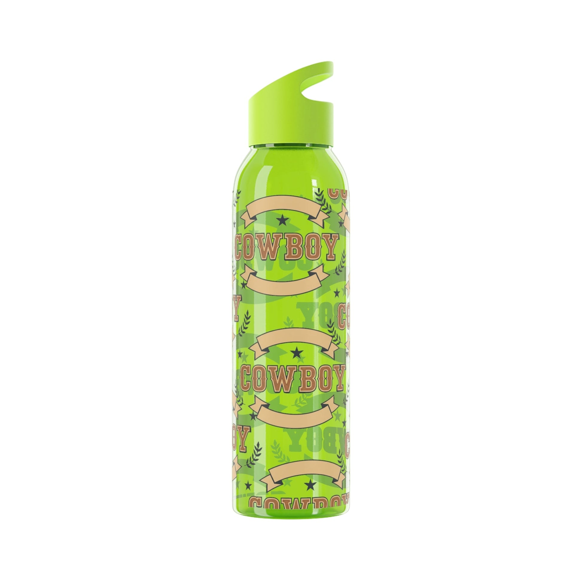 Cowboy Graphic Water Bottle â€” Western Horseshoe & Star Plastic Bottle - SJM Print Store