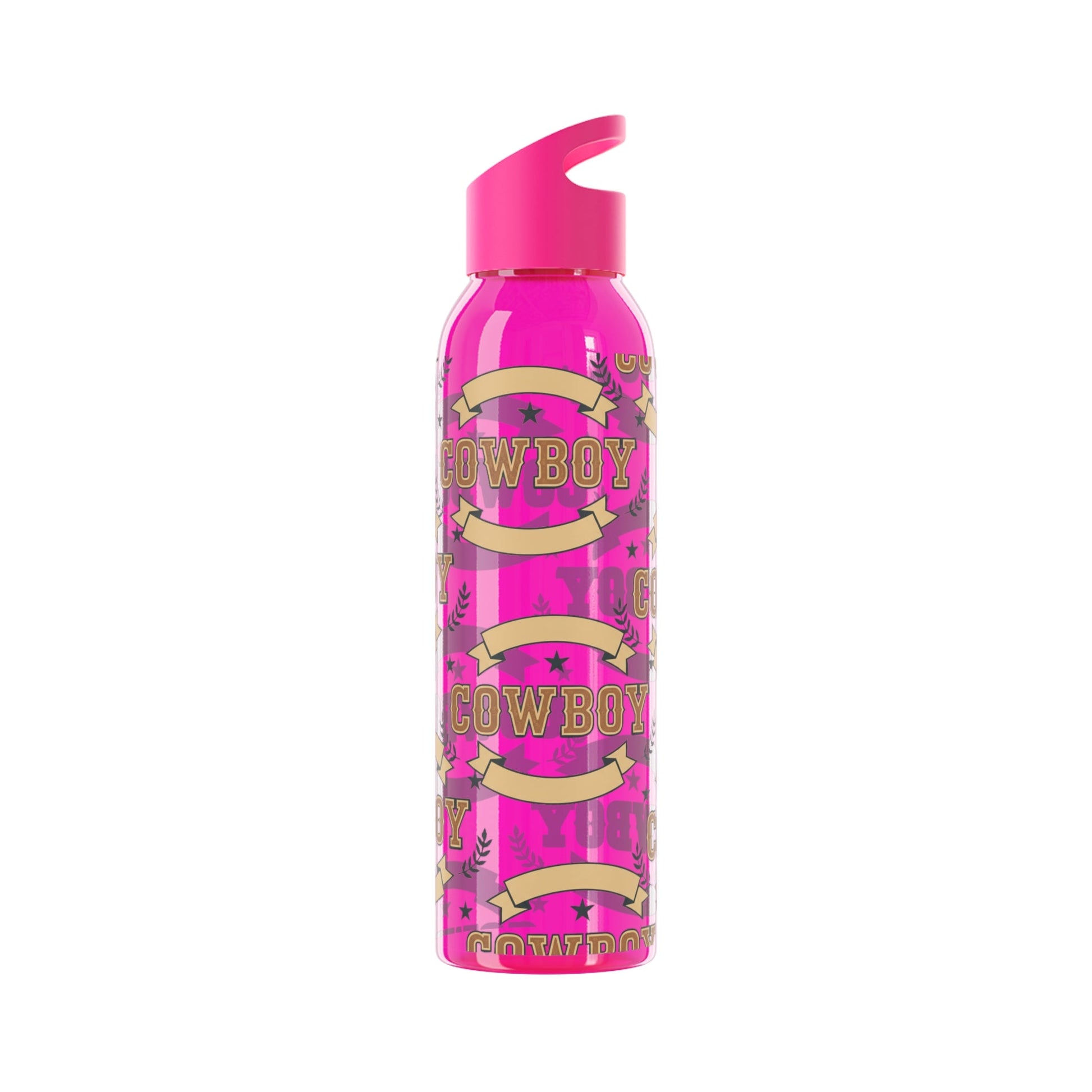 Cowboy Graphic Water Bottle â€” Western Horseshoe & Star Plastic Bottle - SJM Print Store