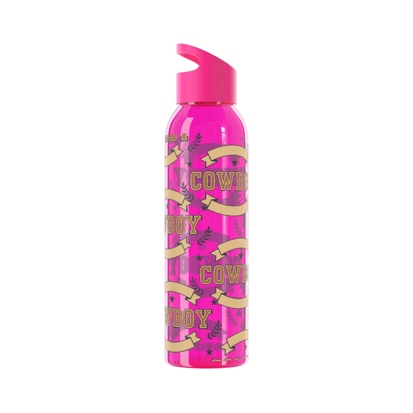 Cowboy Graphic Water Bottle â€” Western Horseshoe & Star Plastic Bottle - SJM Print Store