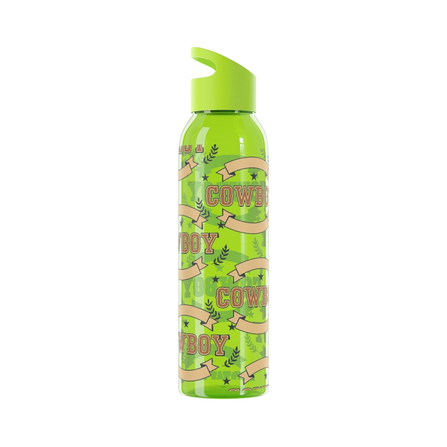 Cowboy Graphic Water Bottle â€” Western Horseshoe & Star Plastic Bottle - SJM Print Store