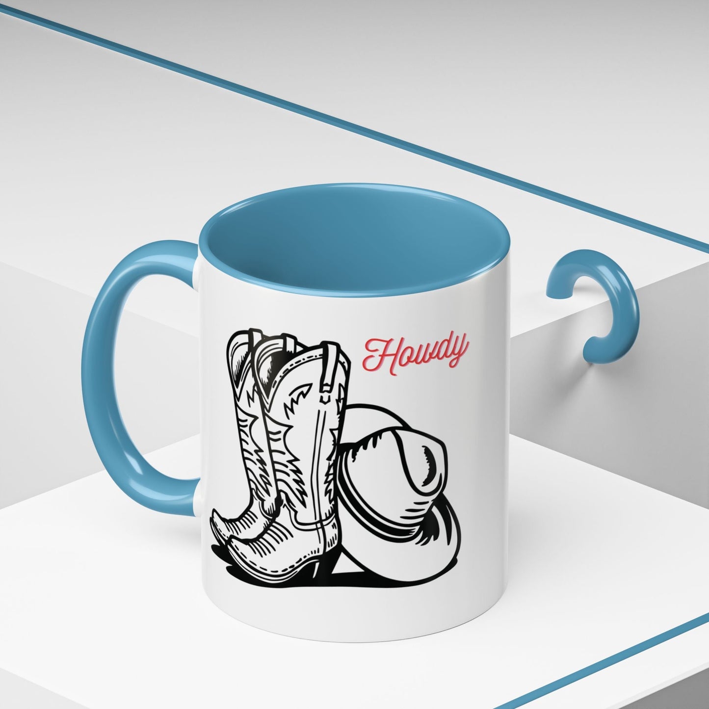 Cowboy Hat & Boots Coffee Mug, Rustic Cowboy Mug, Western Style Drinkware, Gift for Cowgirl, Gift for Ranchers - SJM Print Store