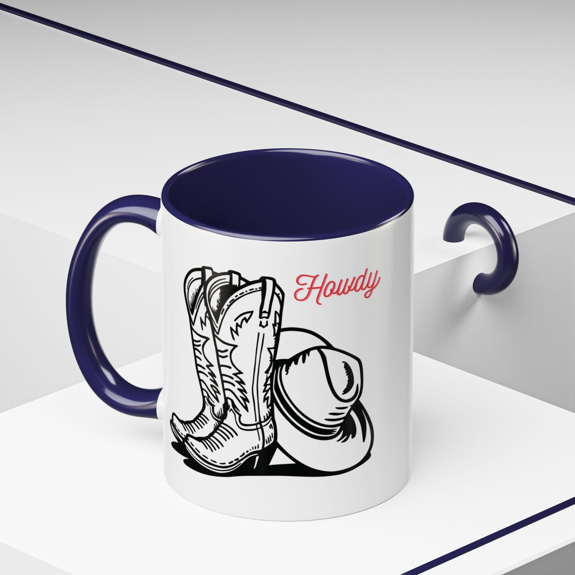 Cowboy Hat & Boots Coffee Mug, Rustic Cowboy Mug, Western Style Drinkware, Gift for Cowgirl, Gift for Ranchers - SJM Print Store