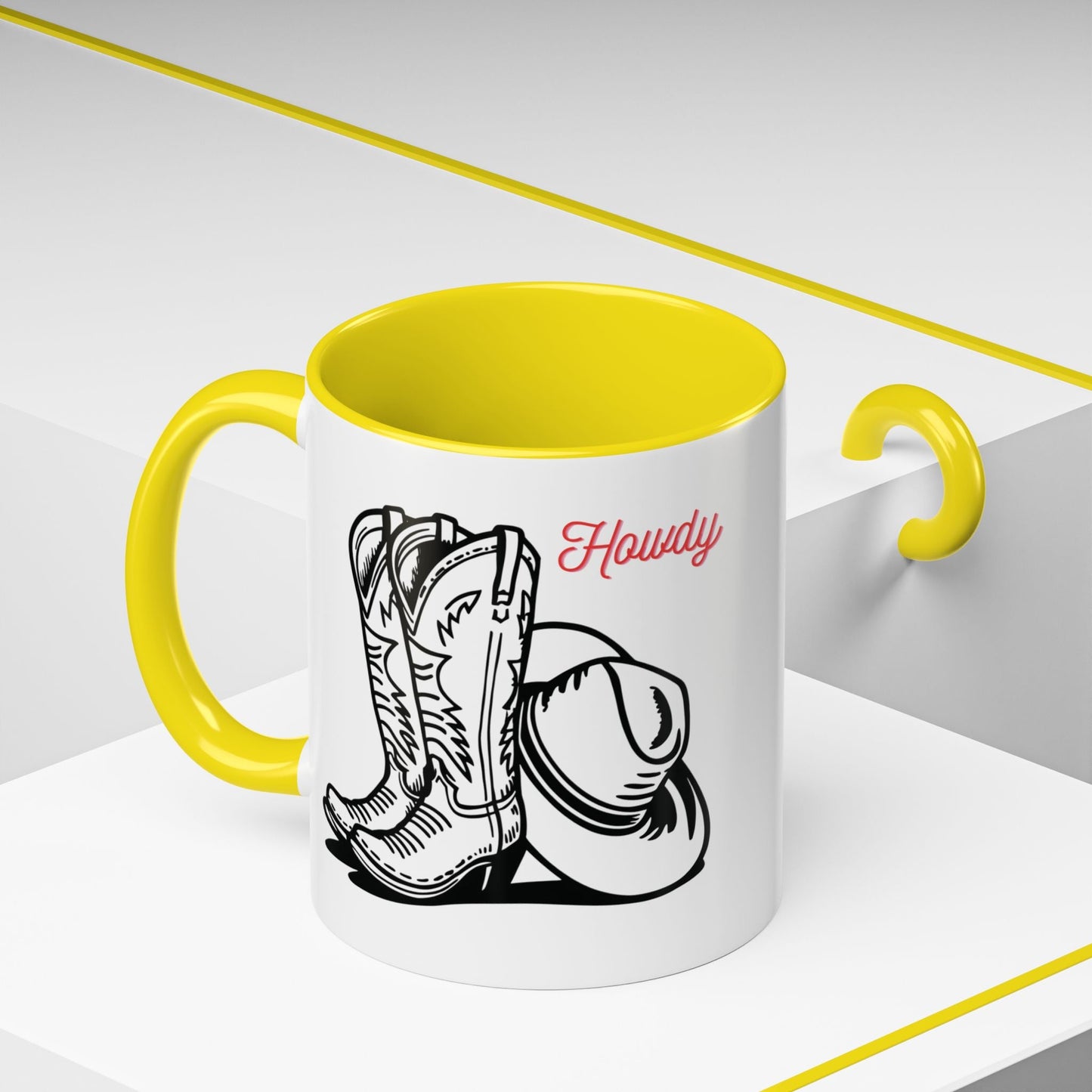 Cowboy Hat & Boots Coffee Mug, Rustic Cowboy Mug, Western Style Drinkware, Gift for Cowgirl, Gift for Ranchers - SJM Print Store