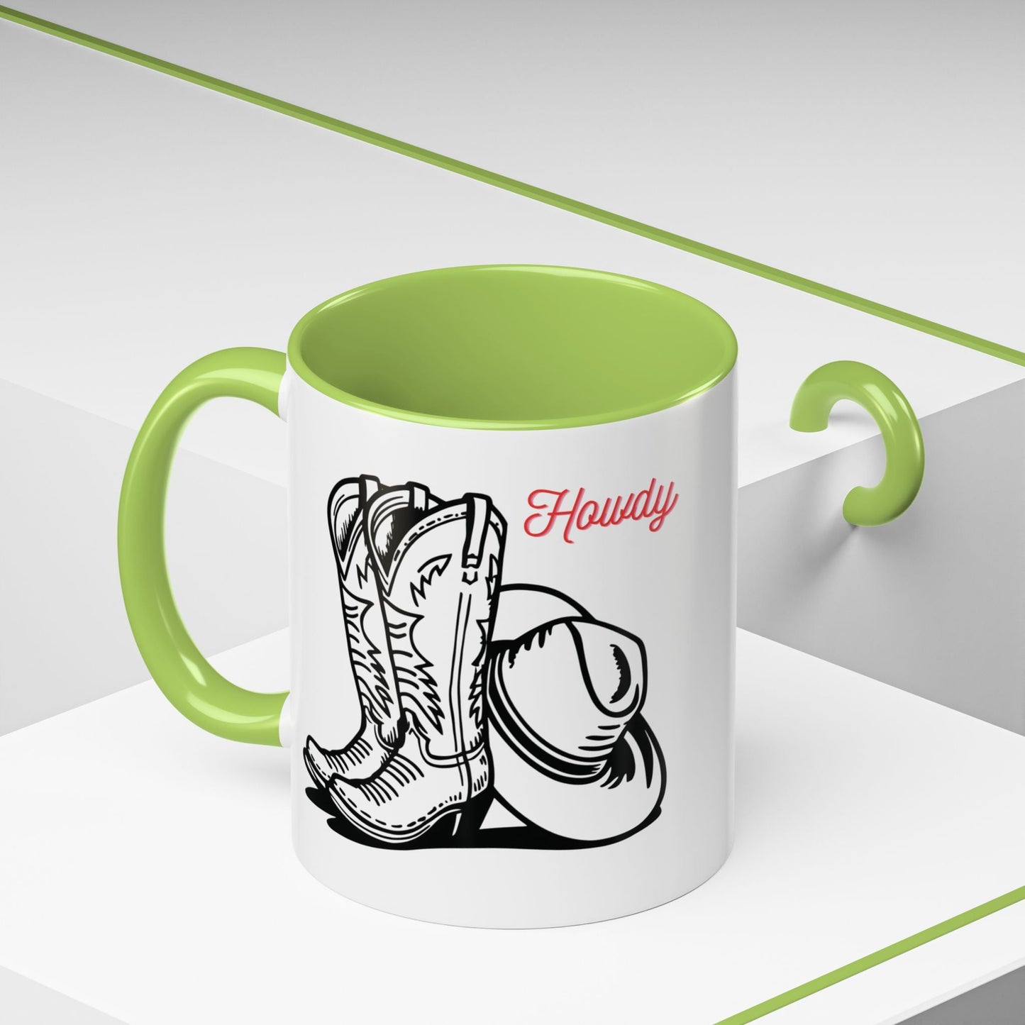 Cowboy Hat & Boots Coffee Mug, Rustic Cowboy Mug, Western Style Drinkware, Gift for Cowgirl, Gift for Ranchers - SJM Print Store