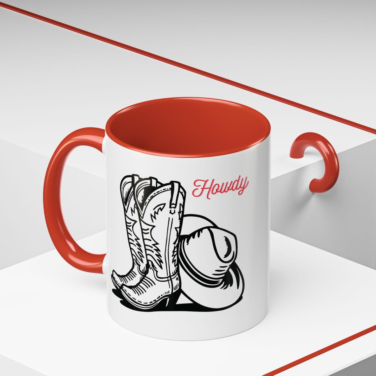Cowboy Hat & Boots Coffee Mug, Rustic Cowboy Mug, Western Style Drinkware, Gift for Cowgirl, Gift for Ranchers - SJM Print Store
