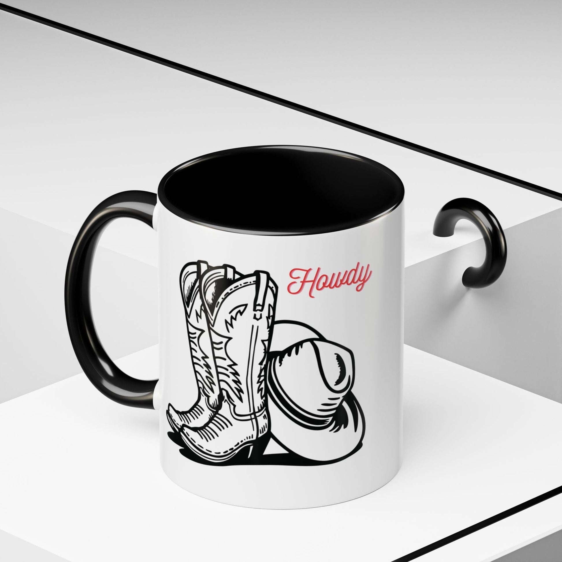 Cowboy Hat & Boots Coffee Mug, Rustic Cowboy Mug, Western Style Drinkware, Gift for Cowgirl, Gift for Ranchers - SJM Print Store