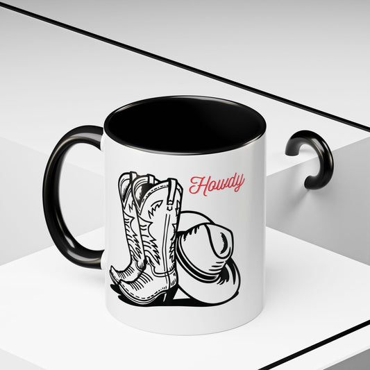 Cowboy Hat & Boots Coffee Mug, Rustic Cowboy Mug, Western Style Drinkware, Gift for Cowgirl, Gift for Ranchers - SJM Print Store