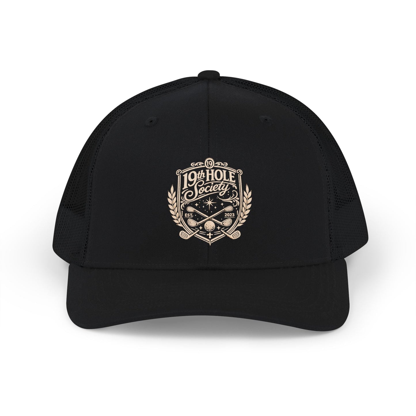 Crest Trucker Snapback Cap — Vintage Heritage Logo Mesh Hat - SJM Print Store