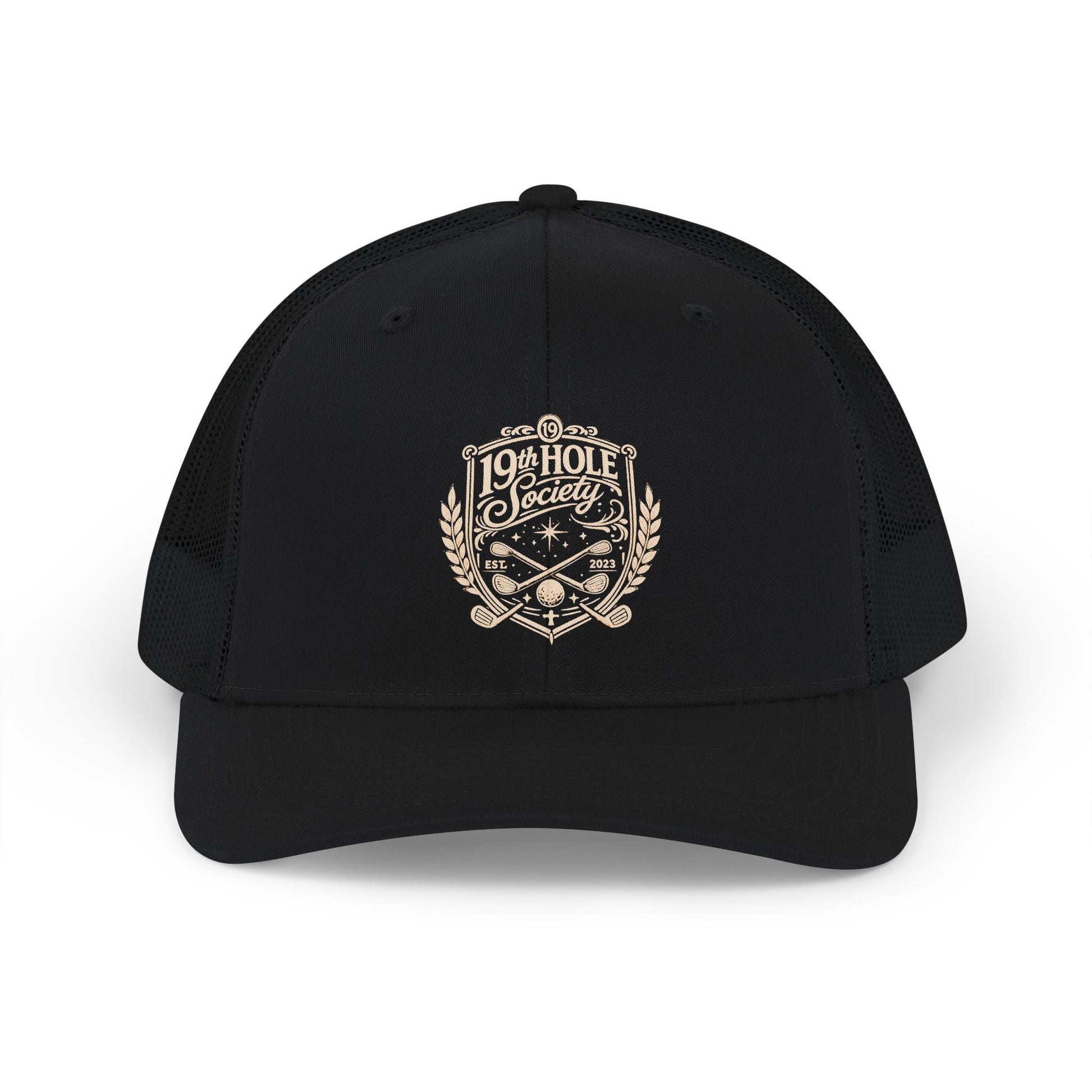 Crest Trucker Snapback Cap — Vintage Heritage Logo Mesh Hat - SJM Print Store