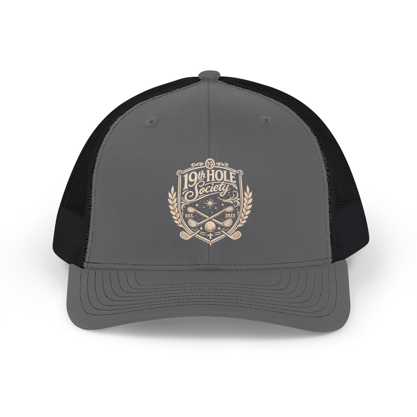 Crest Trucker Snapback Cap — Vintage Heritage Logo Mesh Hat - SJM Print Store