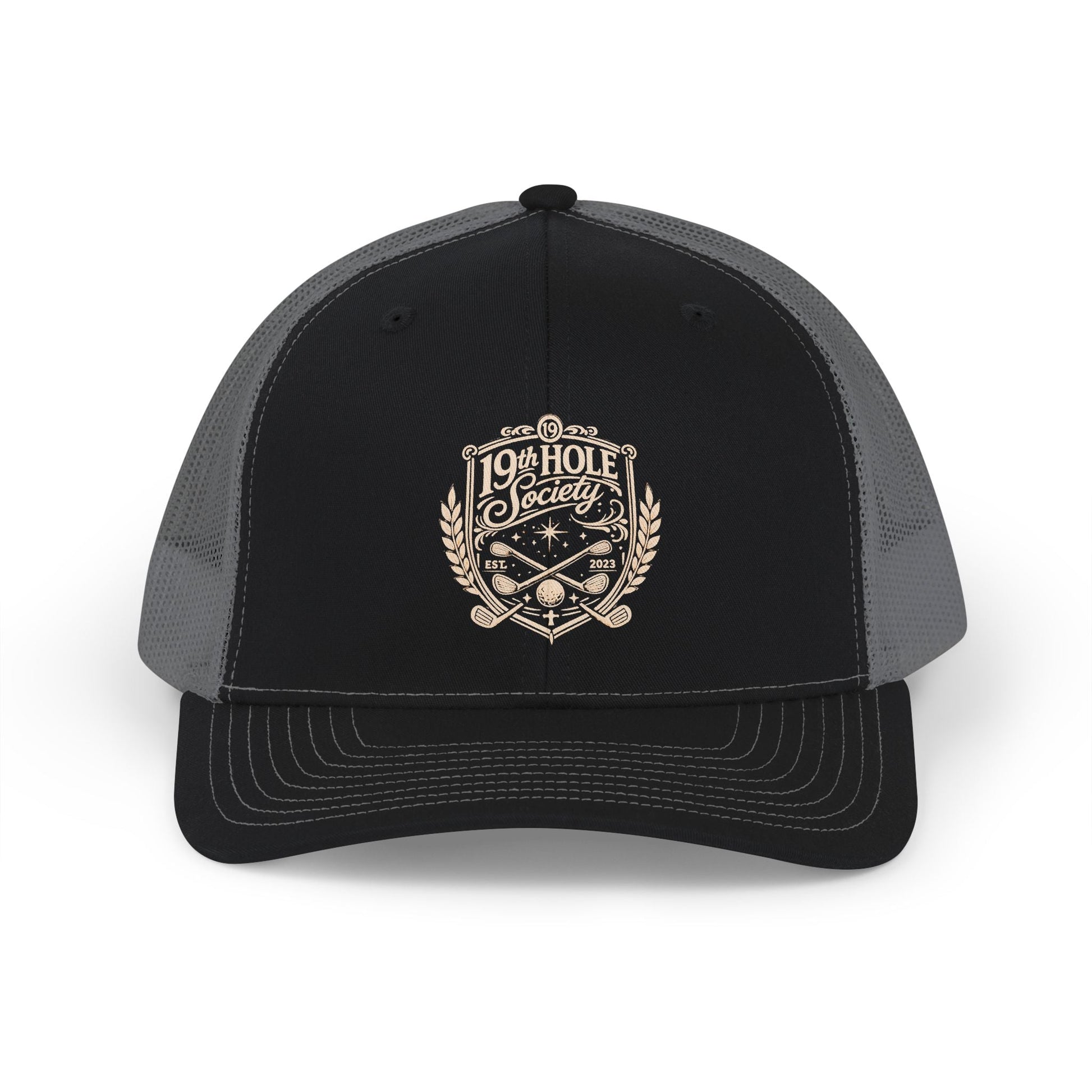 Crest Trucker Snapback Cap — Vintage Heritage Logo Mesh Hat - SJM Print Store