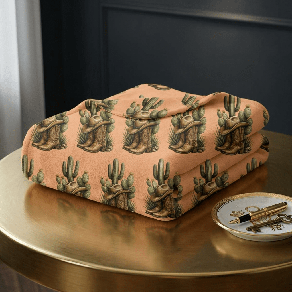 Desert Cactus Sherpa Blanket — Cozy Southwestern Fleece Throw - SJM Print Store