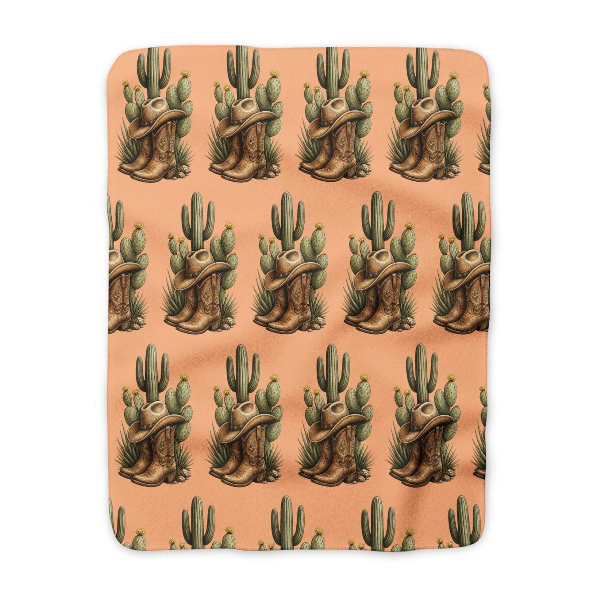Desert Cactus Sherpa Blanket — Cozy Southwestern Fleece Throw - SJM Print Store