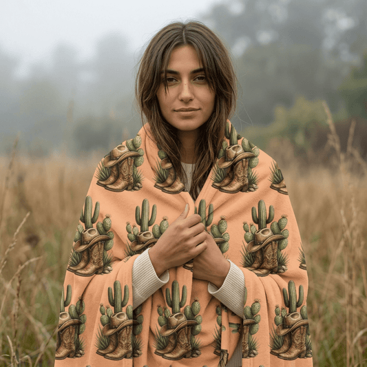 Desert Cactus Sherpa Blanket — Cozy Southwestern Fleece Throw - SJM Print Store