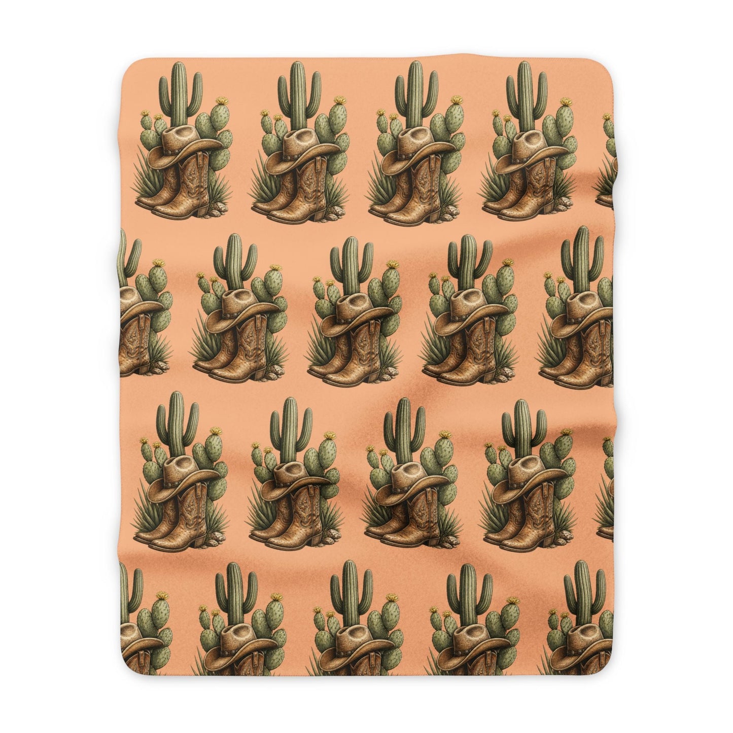 Desert Cactus Sherpa Blanket — Cozy Southwestern Fleece Throw - SJM Print Store