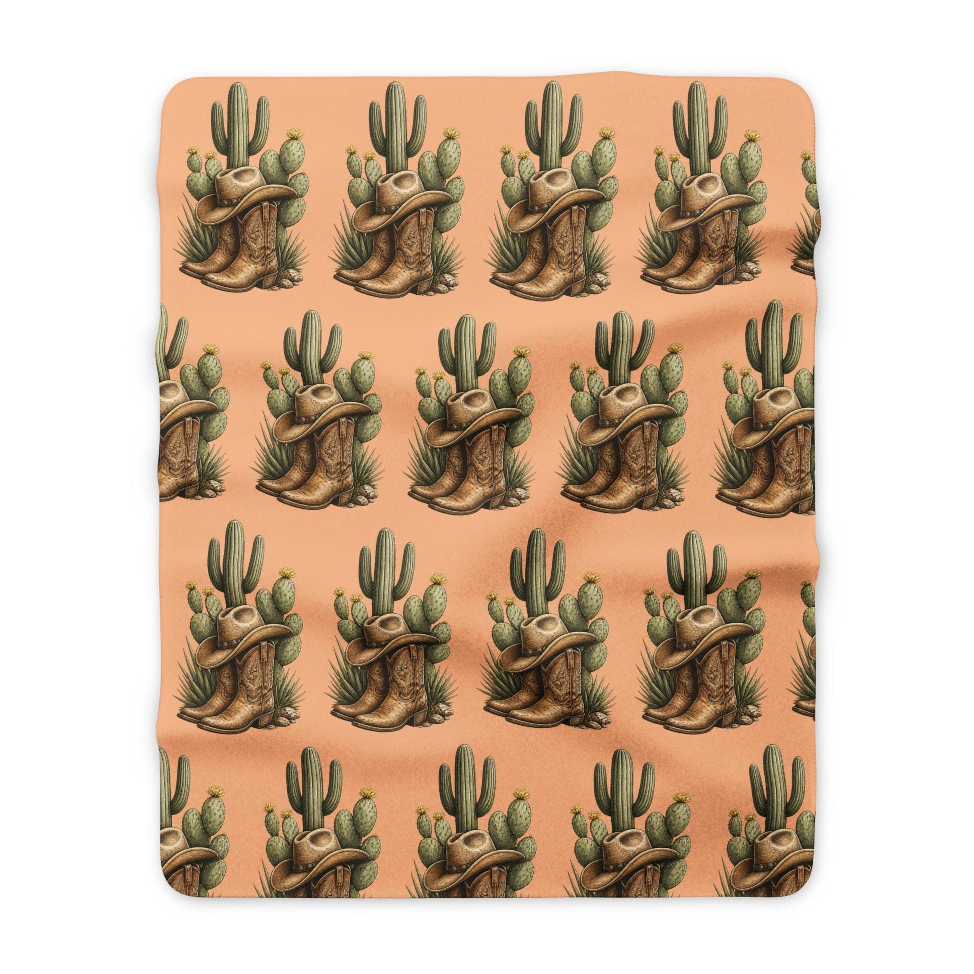 Desert Cactus Sherpa Blanket — Cozy Southwestern Fleece Throw - SJM Print Store