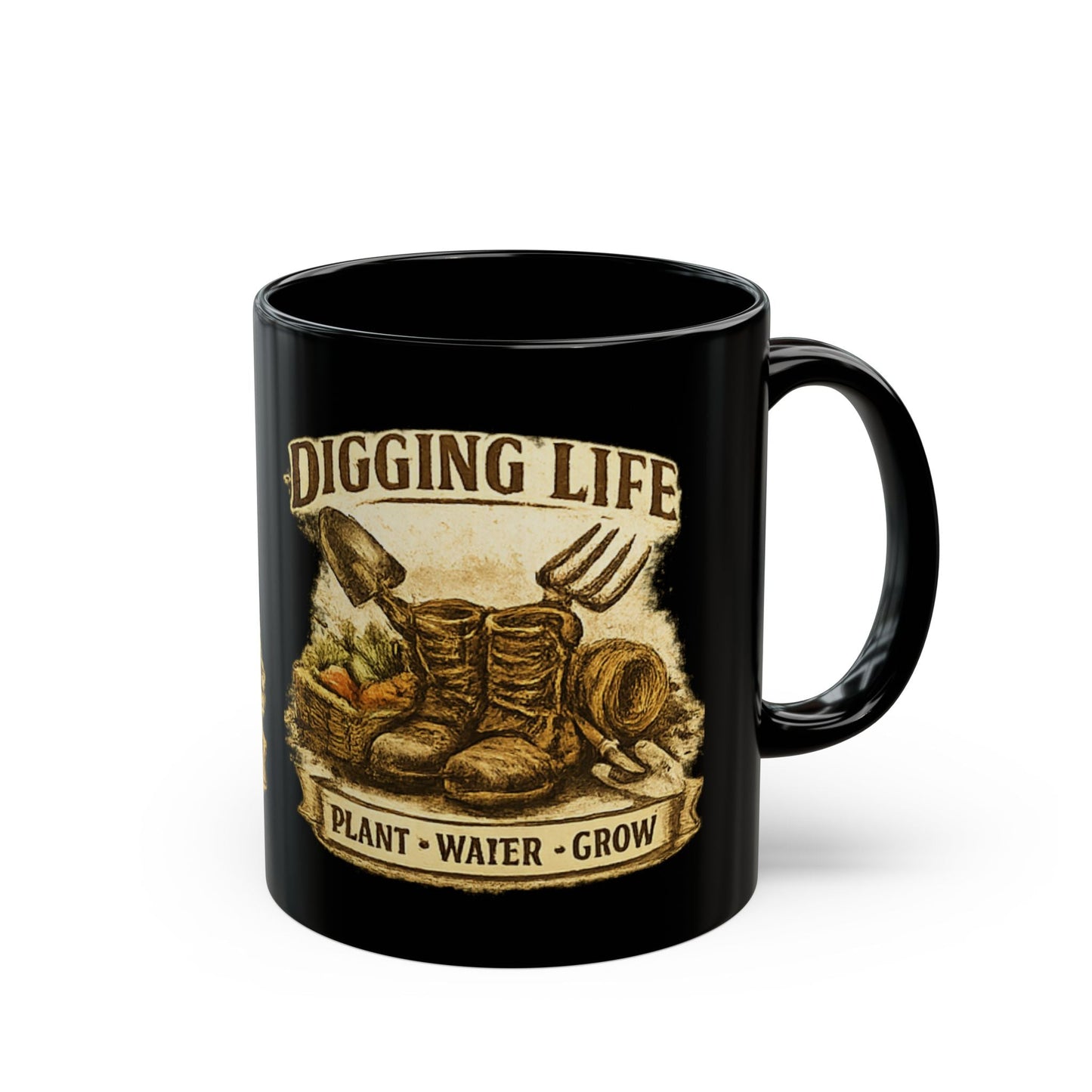 Digging Life Plant Water Grow Black Mug - SJM Print Store