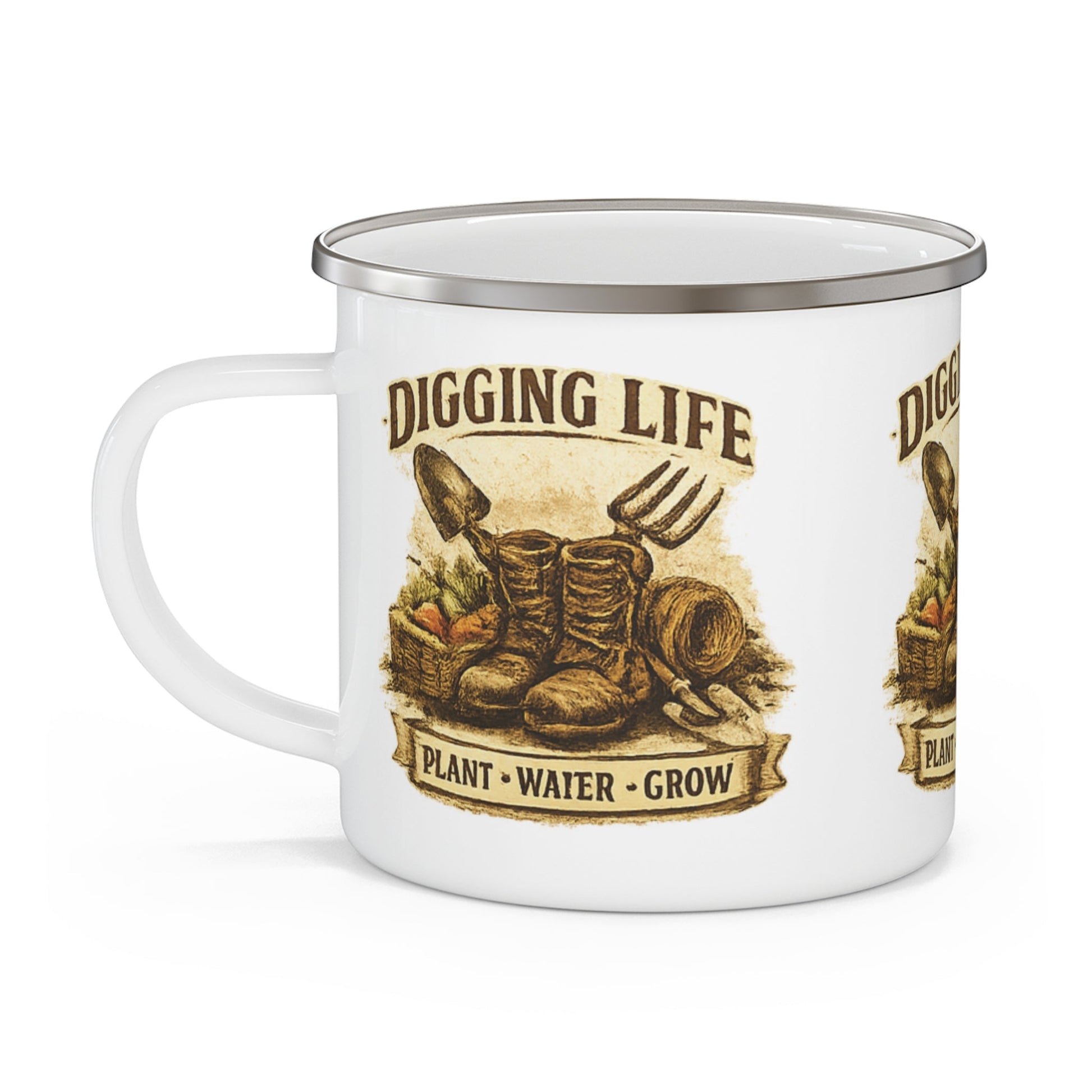 Digging Life Plant Water Grow Gardeners Enamel Mug - SJM Print Store