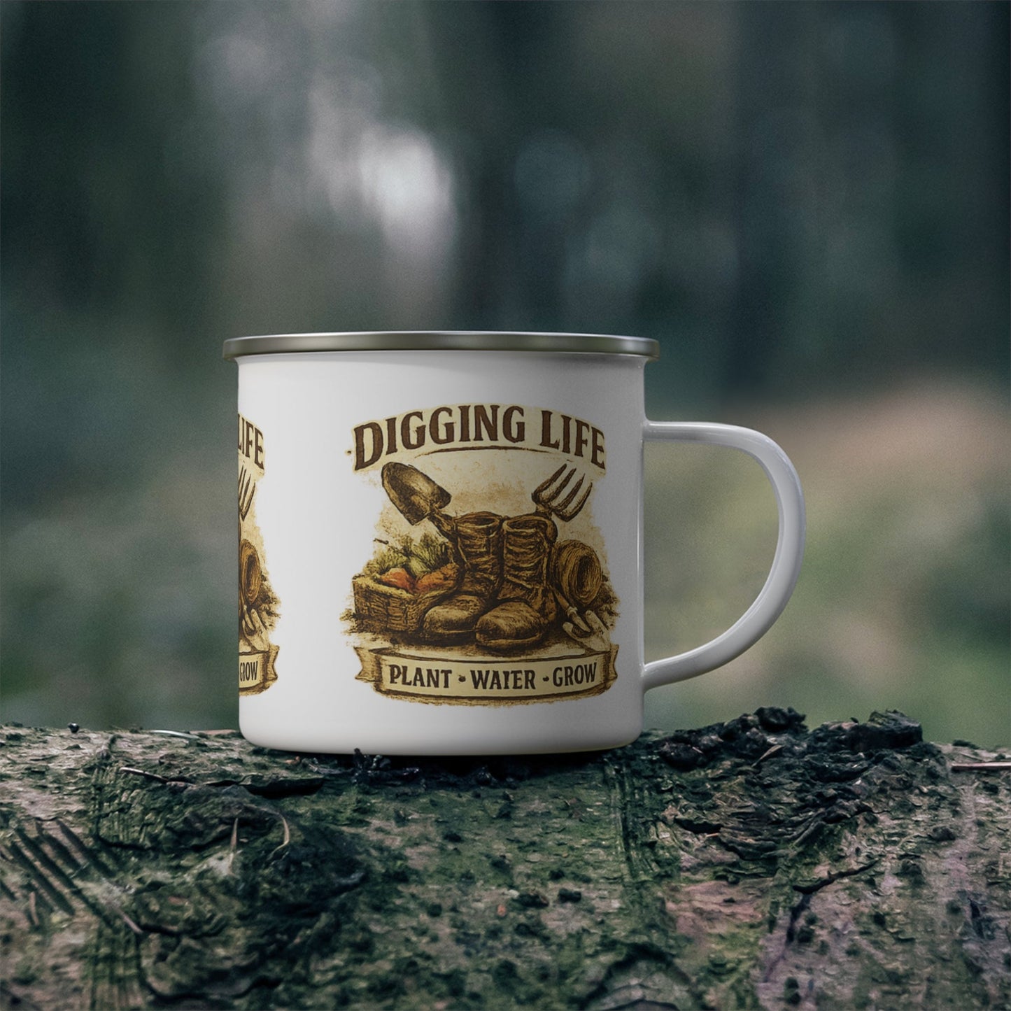 Digging Life Plant Water Grow Gardeners Enamel Mug - SJM Print Store