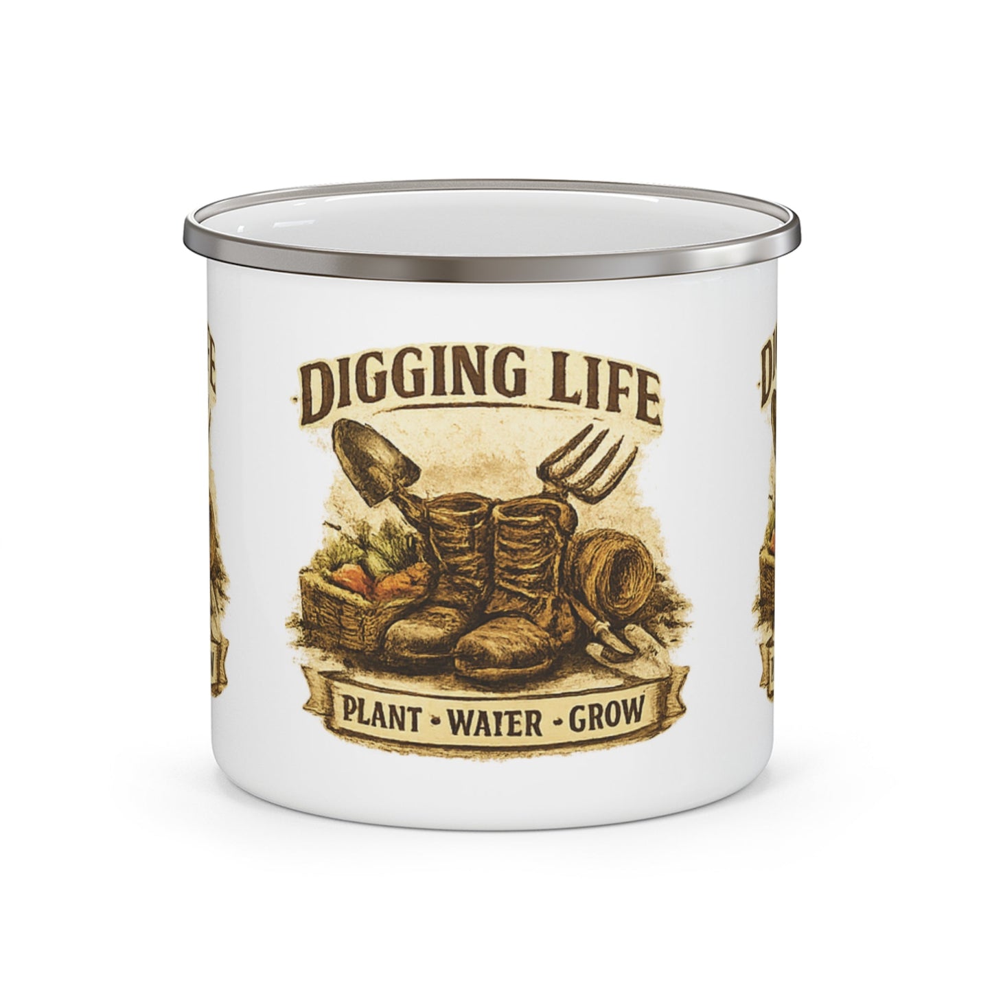 Digging Life Plant Water Grow Gardeners Enamel Mug - SJM Print Store