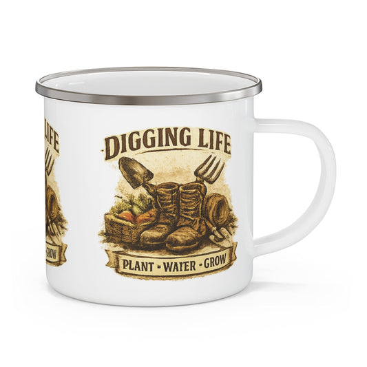 Digging Life Plant Water Grow Gardeners Enamel Mug - SJM Print Store
