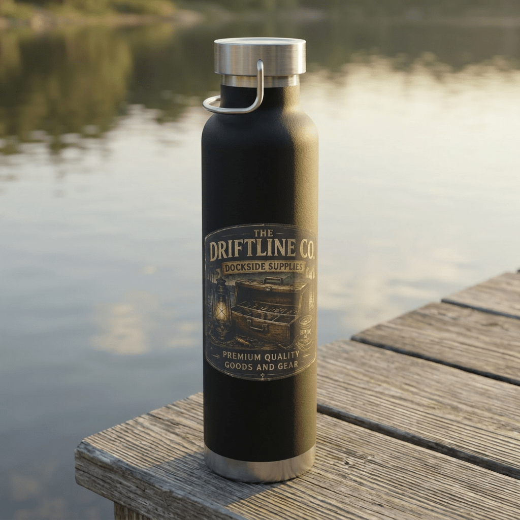 Driftline Co. Dockside Supplies 22oz Vacuum Water Bottle — Insulated Stainless Steel - SJM Print Store