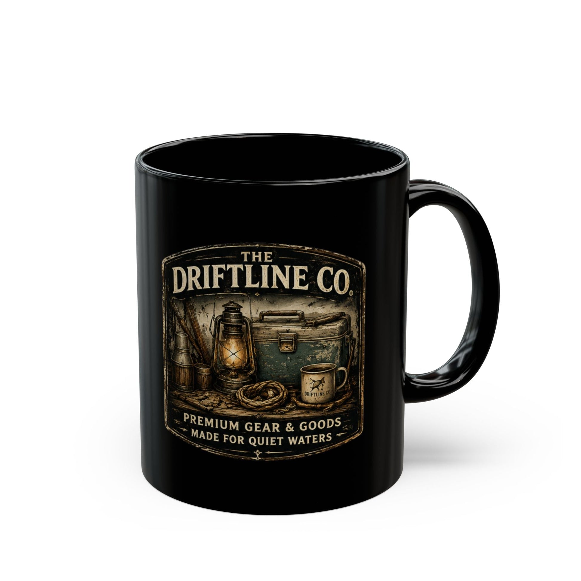 Driftline Co. Dockside Supplies Quiet Waters Black Mug - SJM Print Store