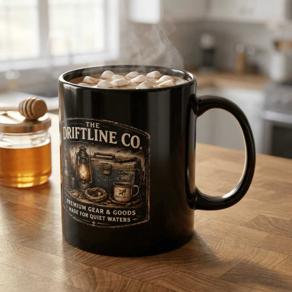 Driftline Co. Dockside Supplies Quiet Waters Black Mug - SJM Print Store