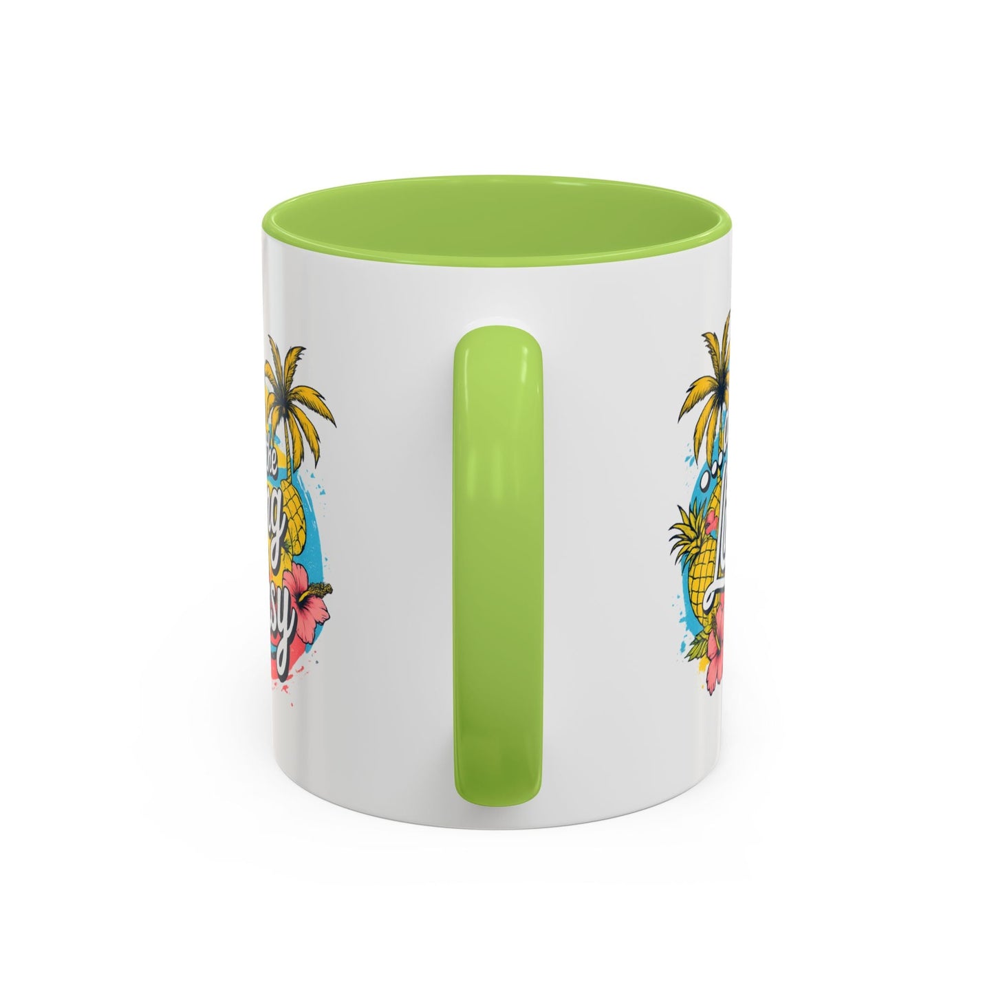 Easy Living Co. "...and the Living is Easy" Accent Mug | Tropical Coffee Mug | Double-Sided Summer Ceramic Mug - SJM Print Store
