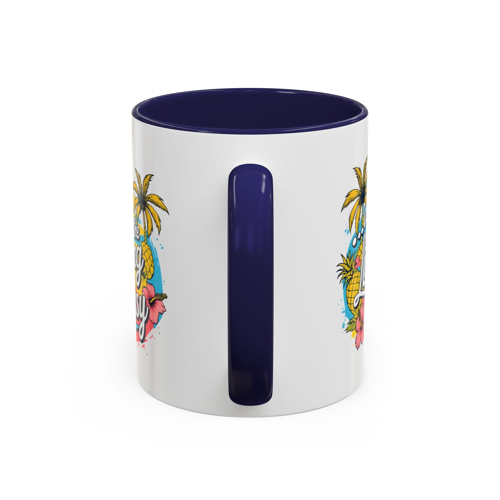 Easy Living Co. "...and the Living is Easy" Accent Mug | Tropical Coffee Mug | Double-Sided Summer Ceramic Mug - SJM Print Store
