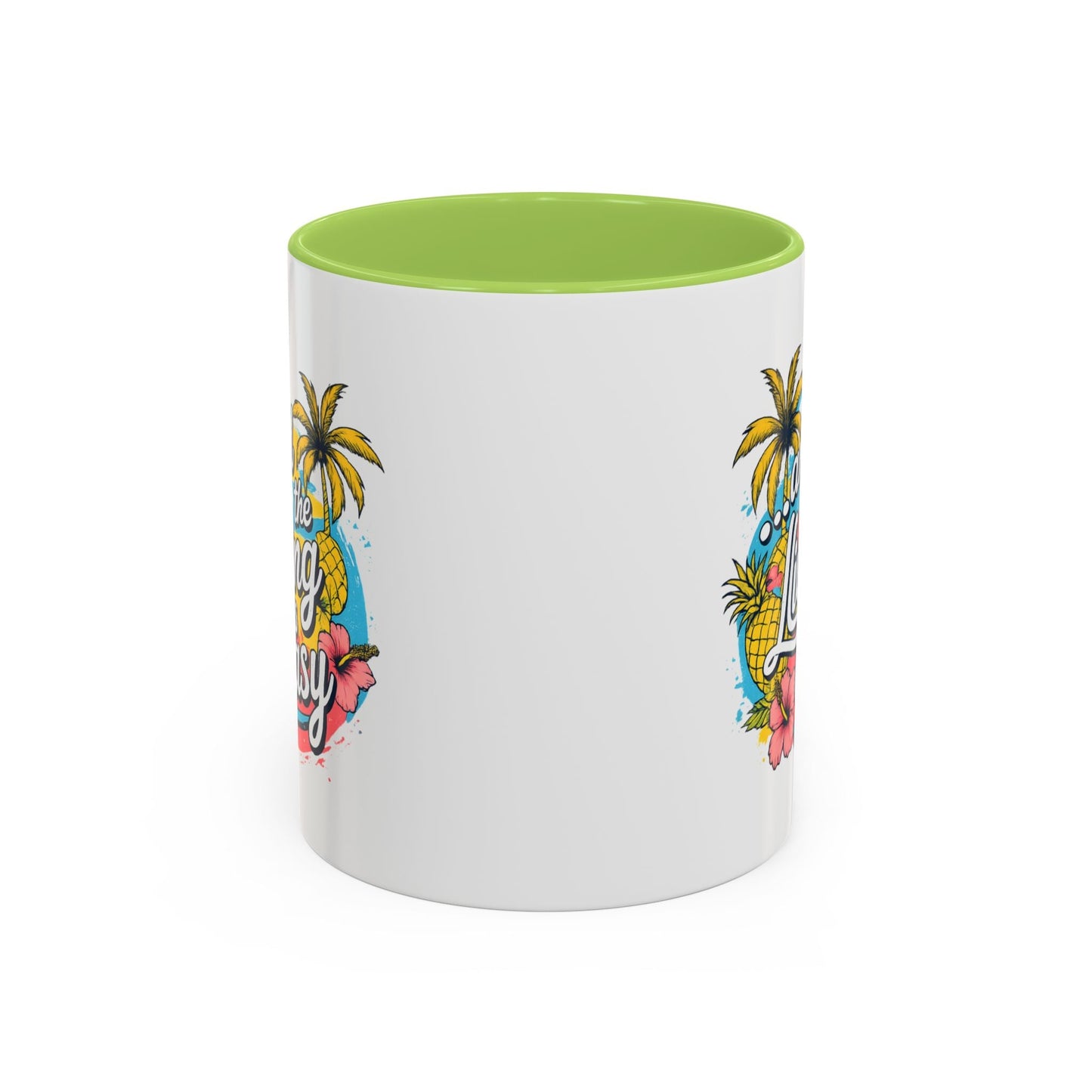 Easy Living Co. "...and the Living is Easy" Accent Mug | Tropical Coffee Mug | Double-Sided Summer Ceramic Mug - SJM Print Store