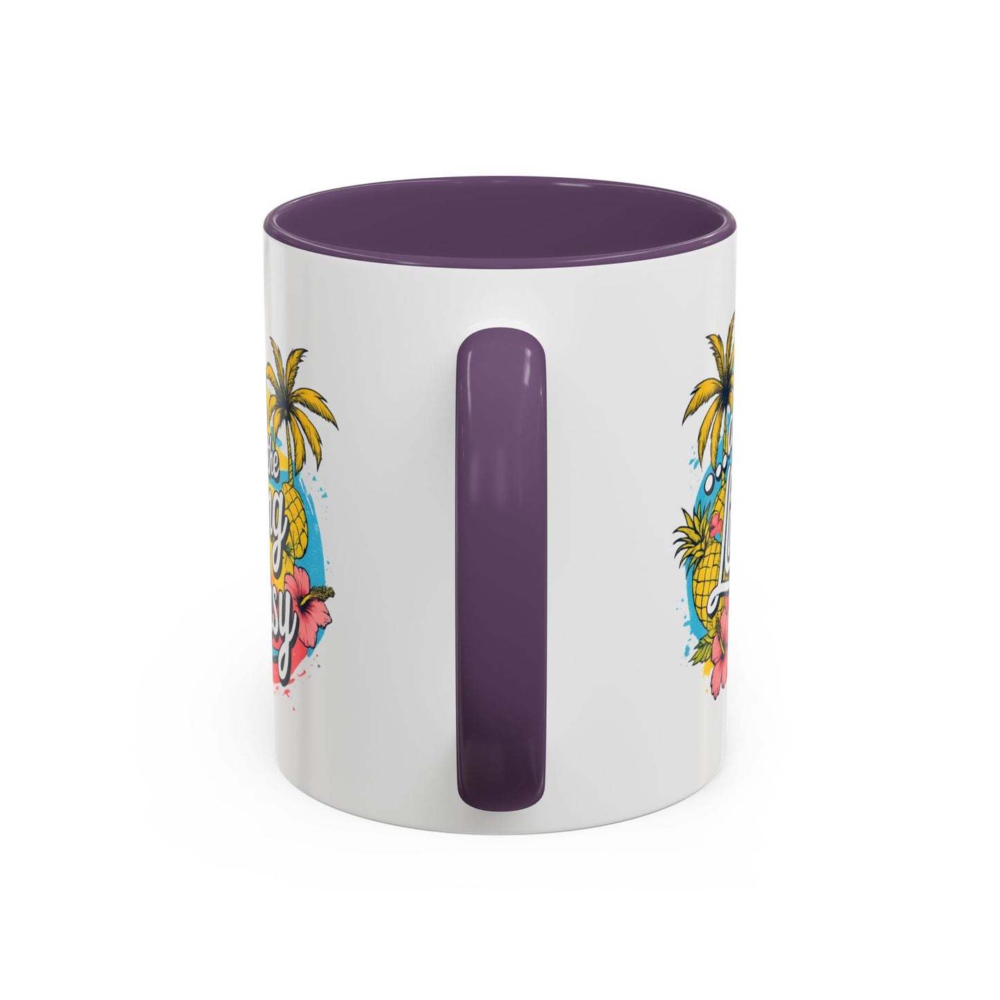 Easy Living Co. "...and the Living is Easy" Accent Mug | Tropical Coffee Mug | Double-Sided Summer Ceramic Mug - SJM Print Store