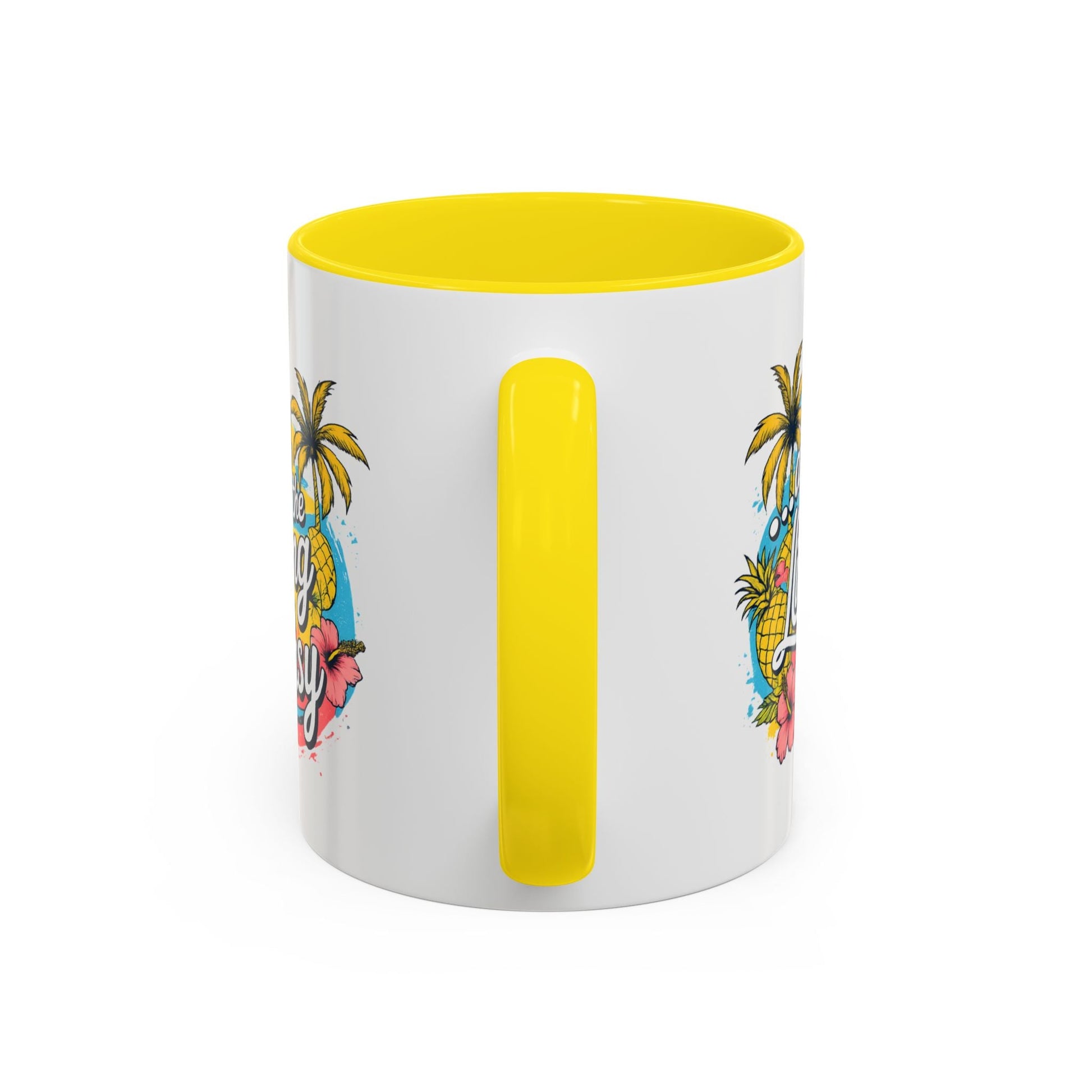 Easy Living Co. "...and the Living is Easy" Accent Mug | Tropical Coffee Mug | Double-Sided Summer Ceramic Mug - SJM Print Store
