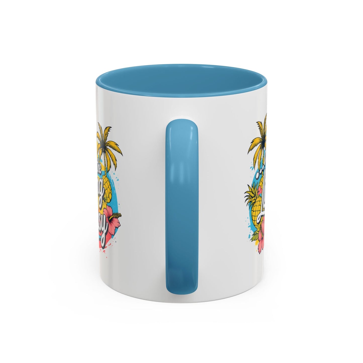 Easy Living Co. "...and the Living is Easy" Accent Mug | Tropical Coffee Mug | Double-Sided Summer Ceramic Mug - SJM Print Store
