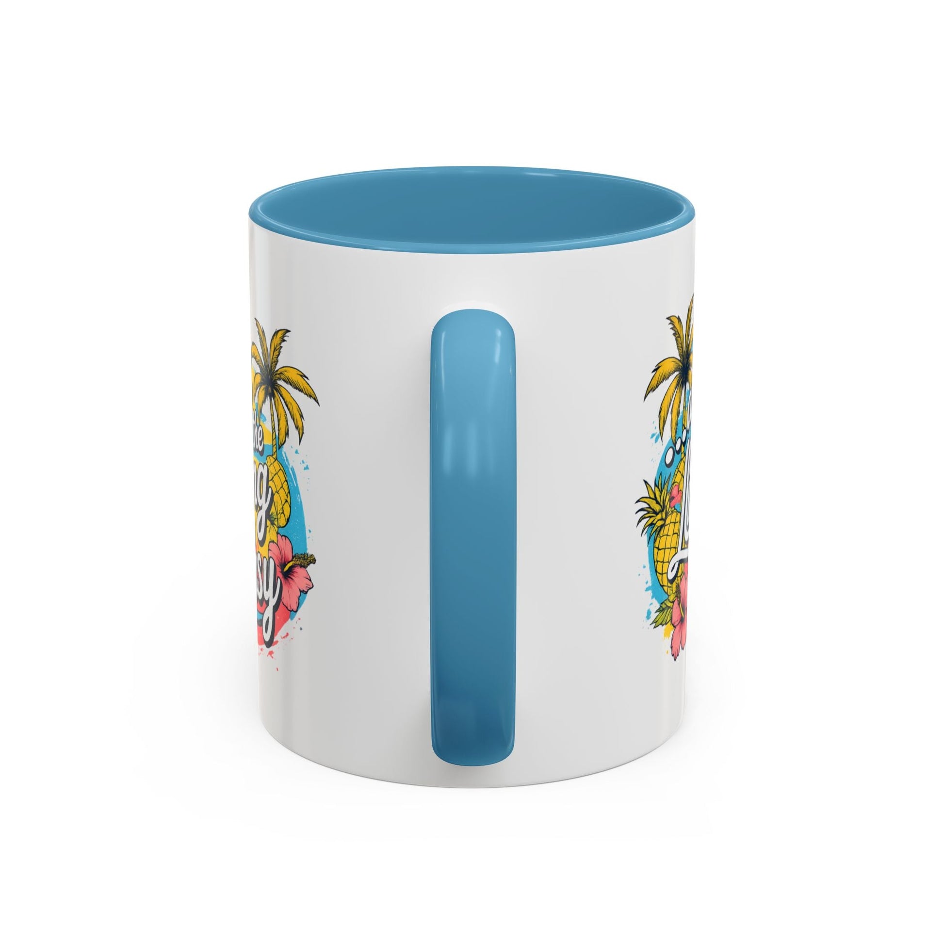 Easy Living Co. "...and the Living is Easy" Accent Mug | Tropical Coffee Mug | Double-Sided Summer Ceramic Mug - SJM Print Store