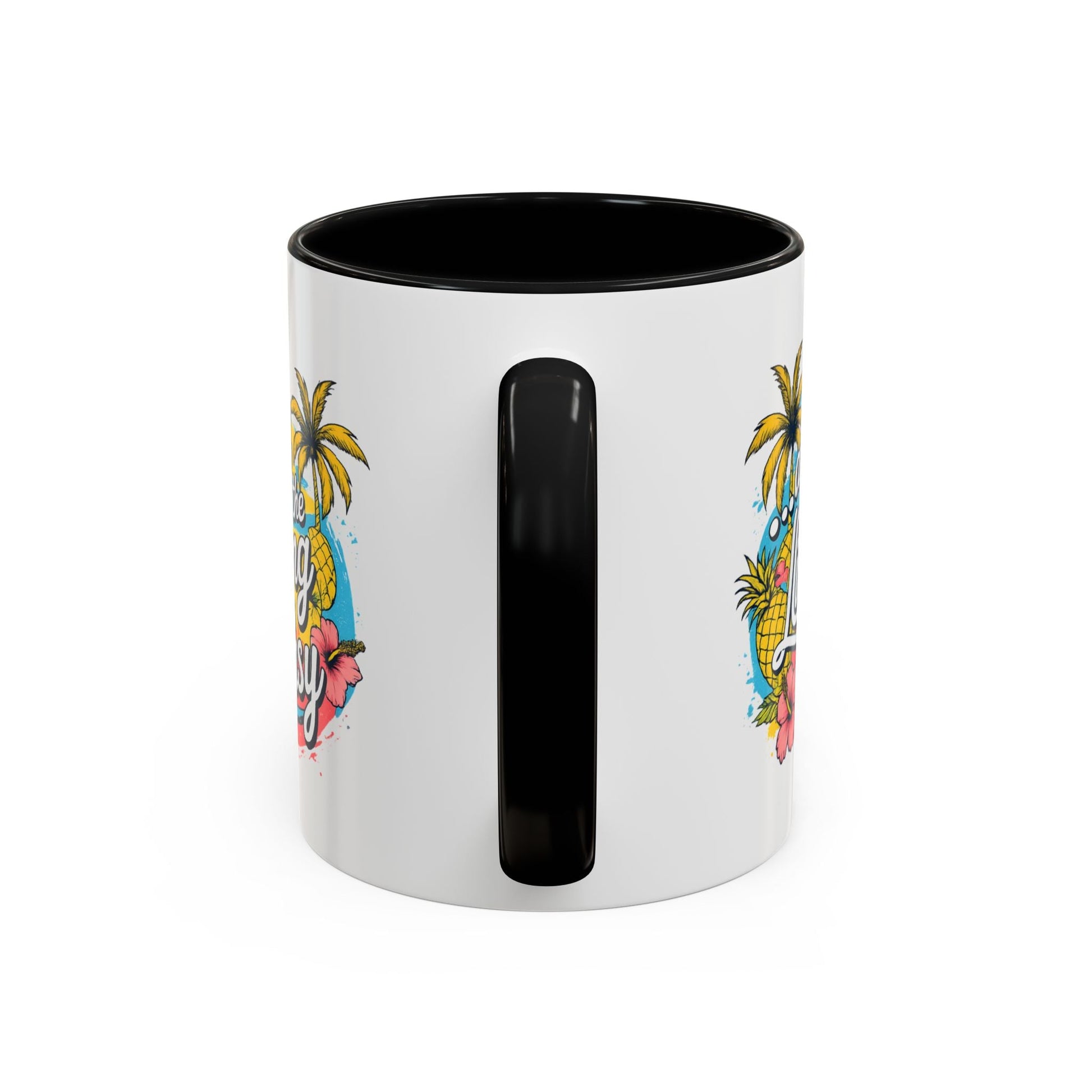 Easy Living Co. "...and the Living is Easy" Accent Mug | Tropical Coffee Mug | Double-Sided Summer Ceramic Mug - SJM Print Store
