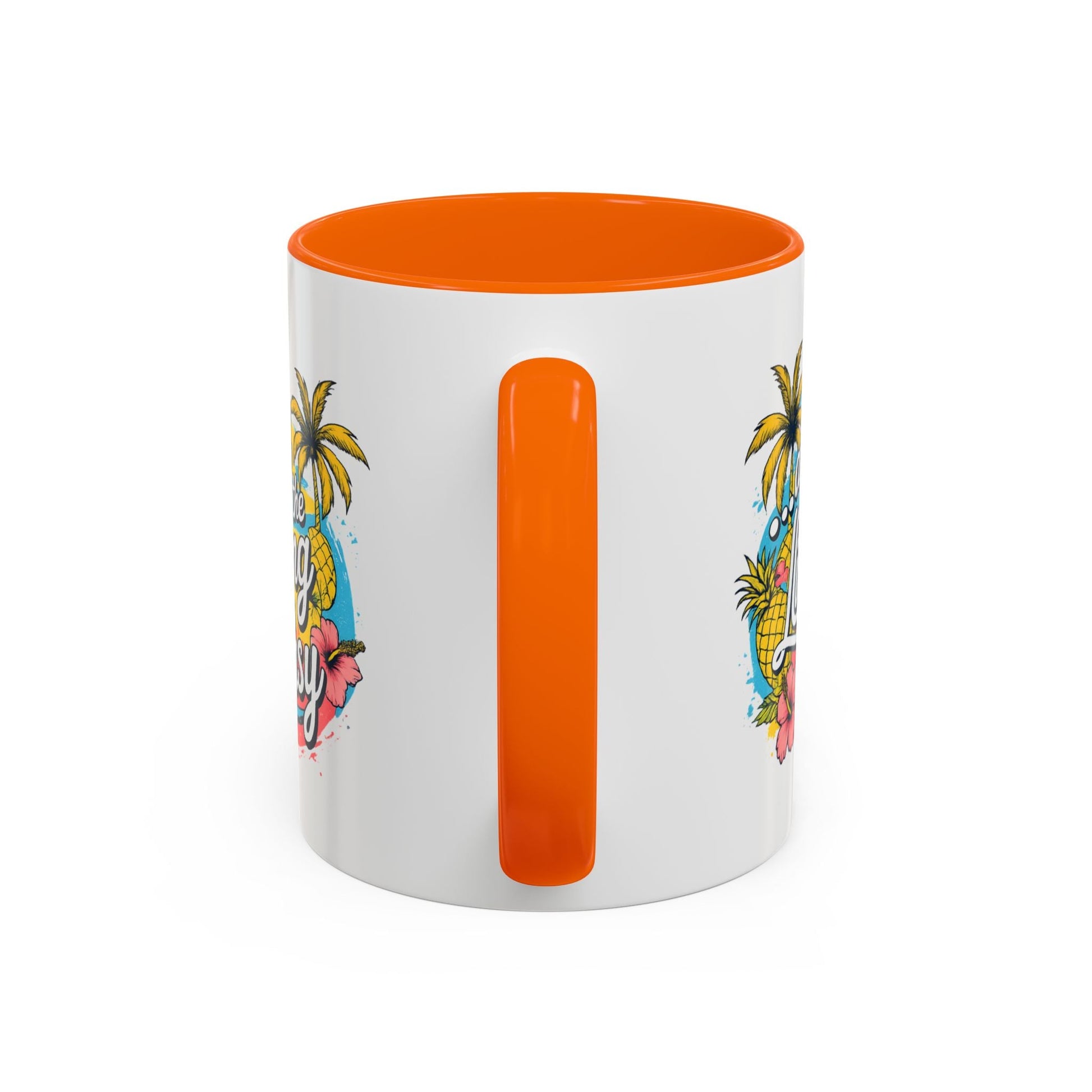 Easy Living Co. "...and the Living is Easy" Accent Mug | Tropical Coffee Mug | Double-Sided Summer Ceramic Mug - SJM Print Store