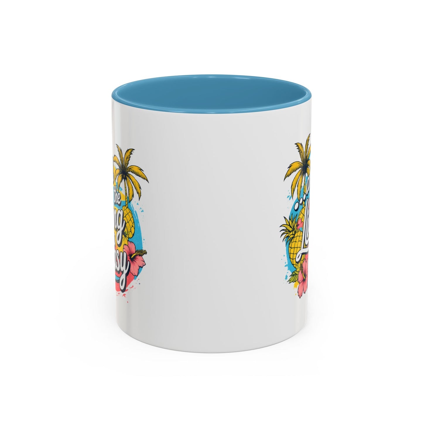 Easy Living Co. "...and the Living is Easy" Accent Mug | Tropical Coffee Mug | Double-Sided Summer Ceramic Mug - SJM Print Store