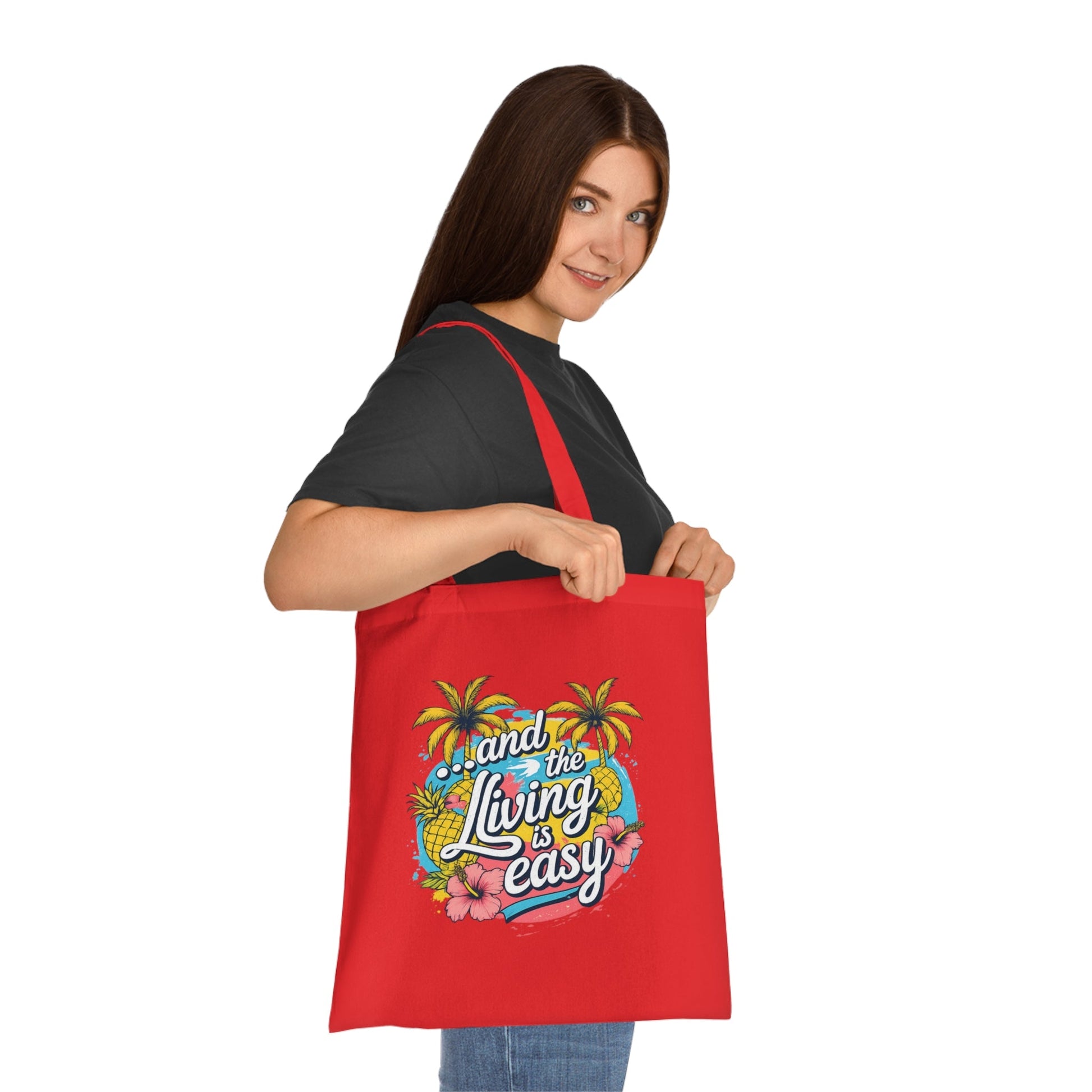 Easy Living Co. "...and the Living is Easy" Double-Sided Tote Bag | Tropical Cotton Shopper - SJM Print Store