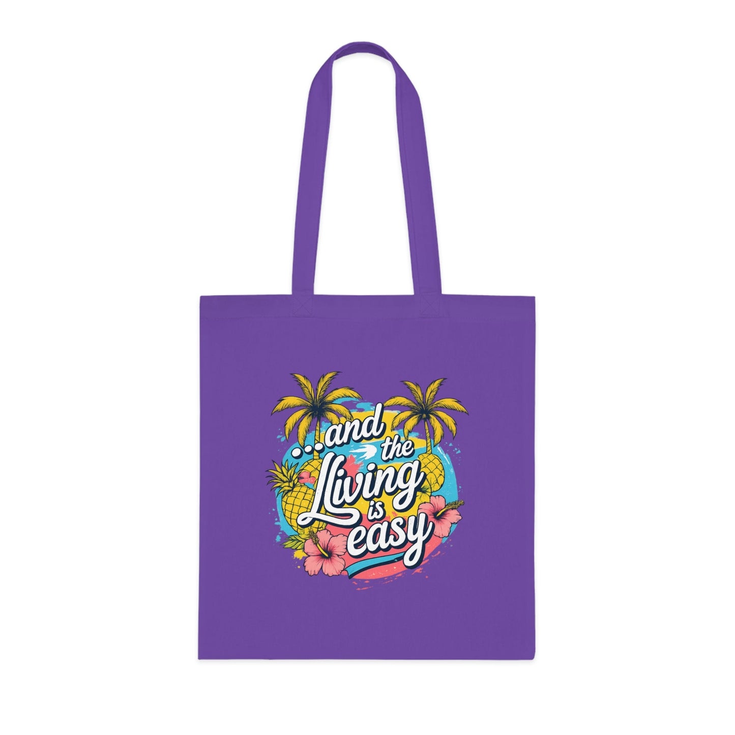 Easy Living Co. "...and the Living is Easy" Double-Sided Tote Bag | Tropical Cotton Shopper - SJM Print Store