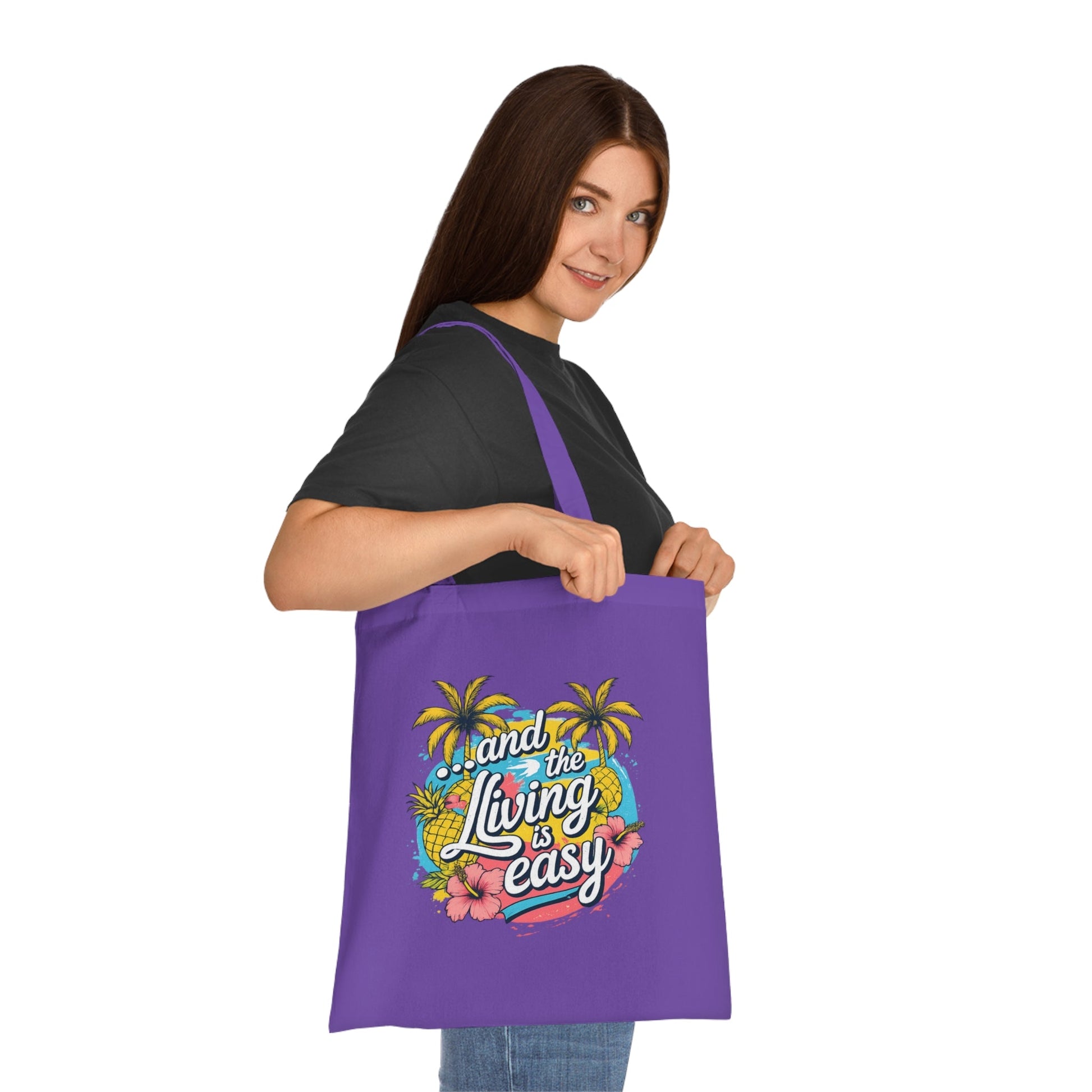Easy Living Co. "...and the Living is Easy" Double-Sided Tote Bag | Tropical Cotton Shopper - SJM Print Store