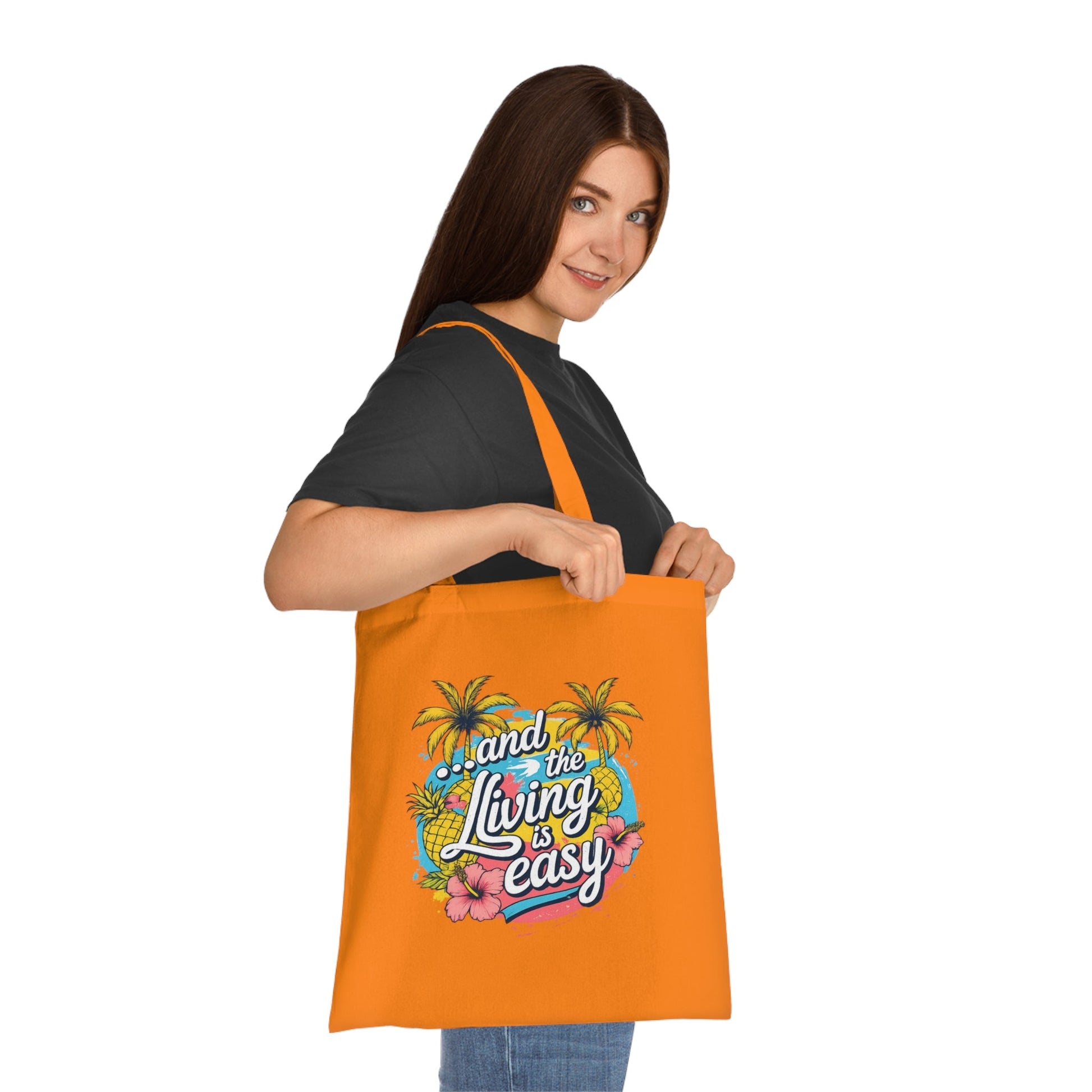 Easy Living Co. "...and the Living is Easy" Double-Sided Tote Bag | Tropical Cotton Shopper - SJM Print Store
