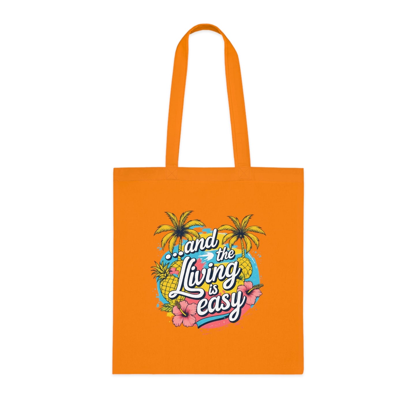 Easy Living Co. "...and the Living is Easy" Double-Sided Tote Bag | Tropical Cotton Shopper - SJM Print Store