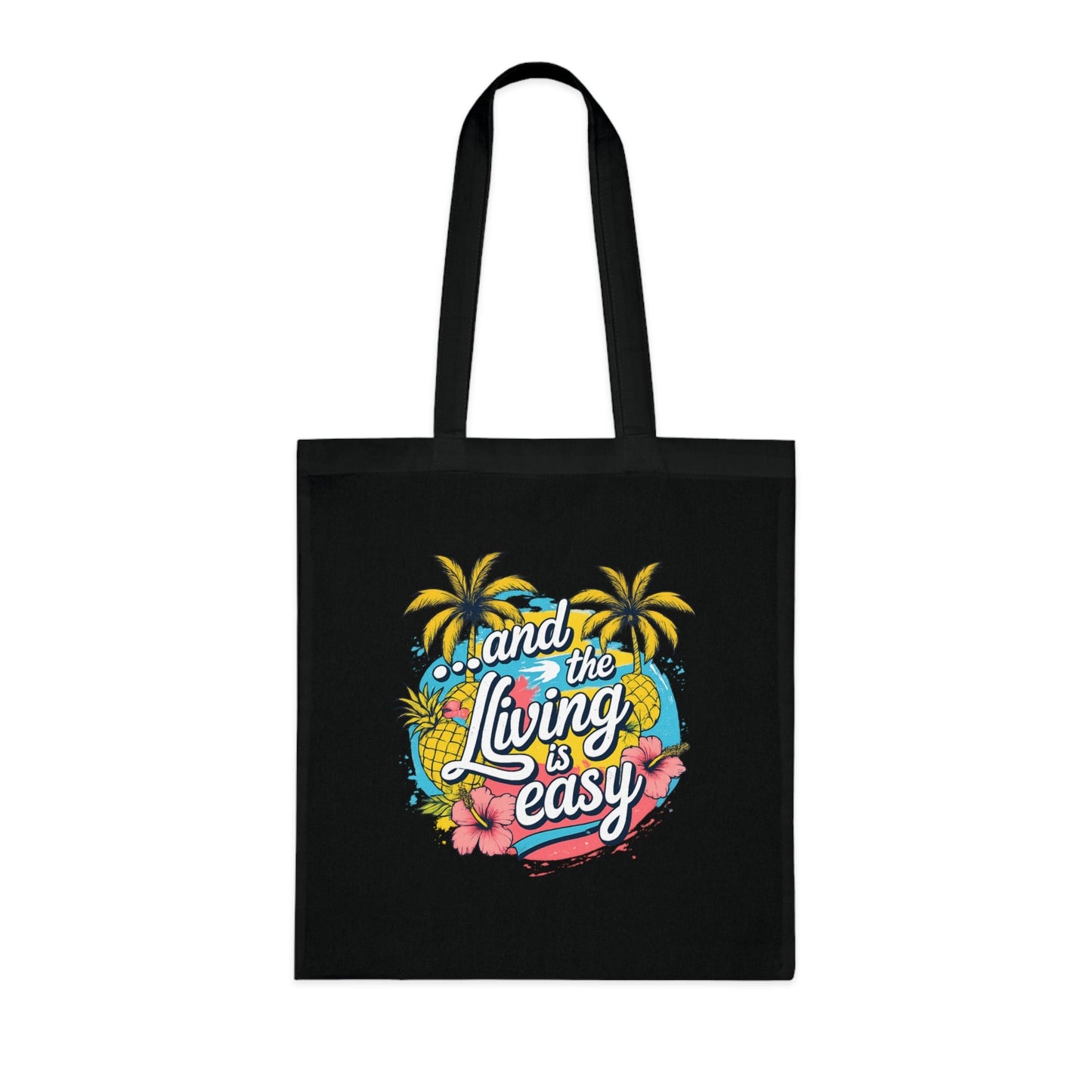 Easy Living Co. "...and the Living is Easy" Double-Sided Tote Bag | Tropical Cotton Shopper - SJM Print Store